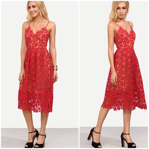 Hollow Out Fit & Flare Cami Midi Dress - Picture 4 of 8